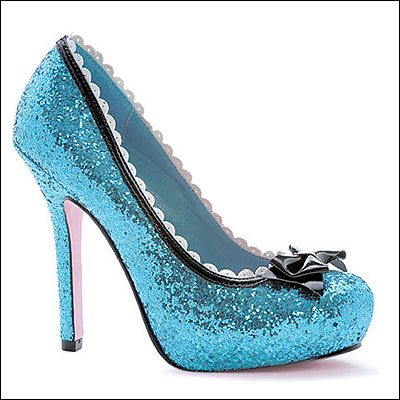 Blue Heel Shoes on Blue Glitter Shoe